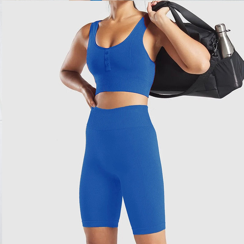 Women Yoga Shorts High Waist Knitted Training Fitness - GilloServ