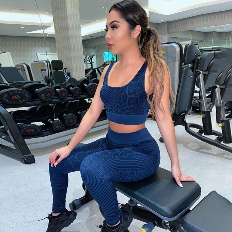 Seamless Snakeskin Yoga Set Sportswear Tracksuit - GilloServ