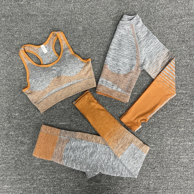 Seamless Gym Yoga Set For Women Fitness Bra Short Shirt Top Leggings Shorts Tracksuit Running Workout Sports Suit Hips Lifting - GilloServ