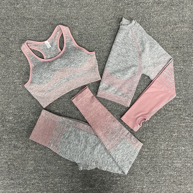 Seamless Gym Yoga Set For Women Fitness Bra Short Shirt Top Leggings Shorts Tracksuit Running Workout Sports Suit Hips Lifting - GilloServ
