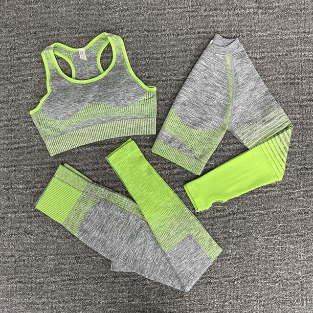 Seamless Gym Yoga Set For Women Fitness Bra Short Shirt Top Leggings Shorts Tracksuit Running Workout Sports Suit Hips Lifting - GilloServ