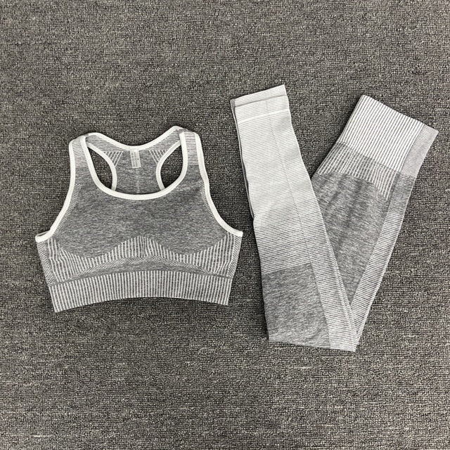 Seamless Gym Yoga Set For Women Fitness Bra Short Shirt Top Leggings Shorts Tracksuit Running Workout Sports Suit Hips Lifting - GilloServ