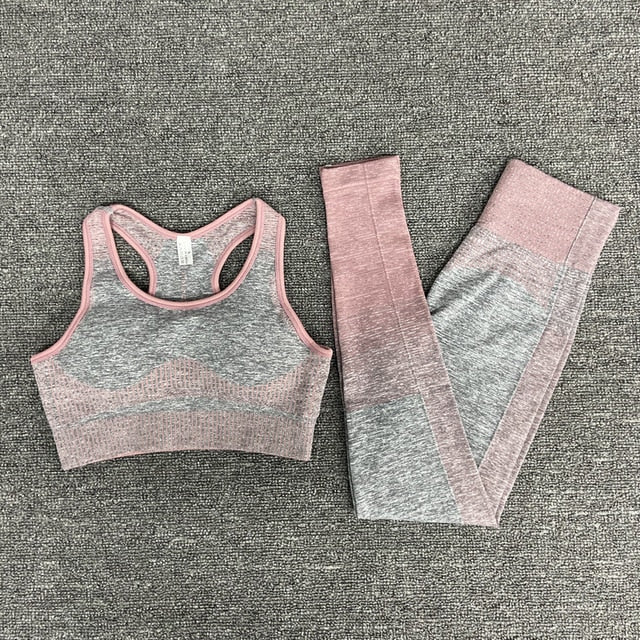 Seamless Gym Yoga Set For Women Fitness Bra Short Shirt Top Leggings Shorts Tracksuit Running Workout Sports Suit Hips Lifting - GilloServ
