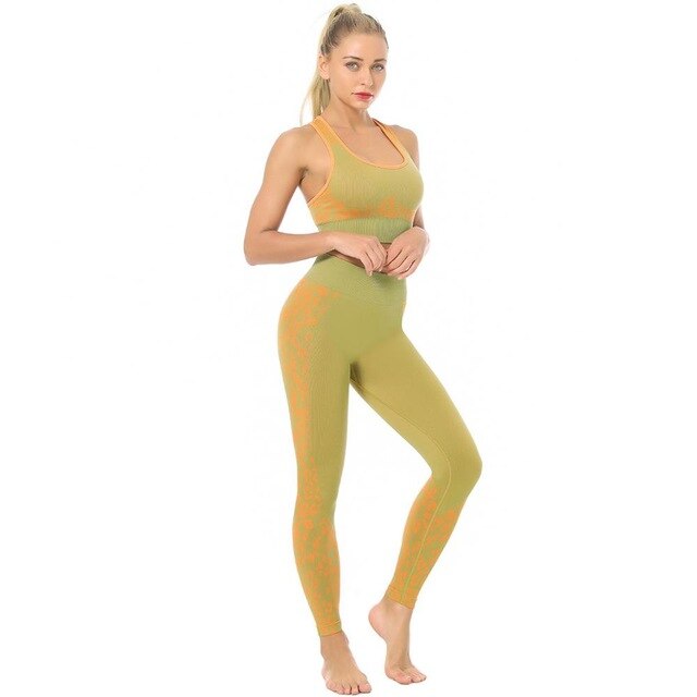 Seamless Leopard Yoga Suit Gym Clothings Women Bra Top And Leggings Sexy Fitness Sports Running Push Up Hips Lifting Tracksuit - GilloServ