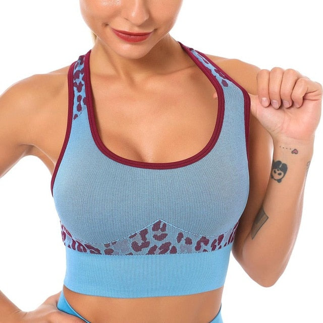 Seamless Leopard Yoga Suit Gym Clothings Women Bra Top And Leggings Sexy Fitness Sports Running Push Up Hips Lifting Tracksuit - GilloServ