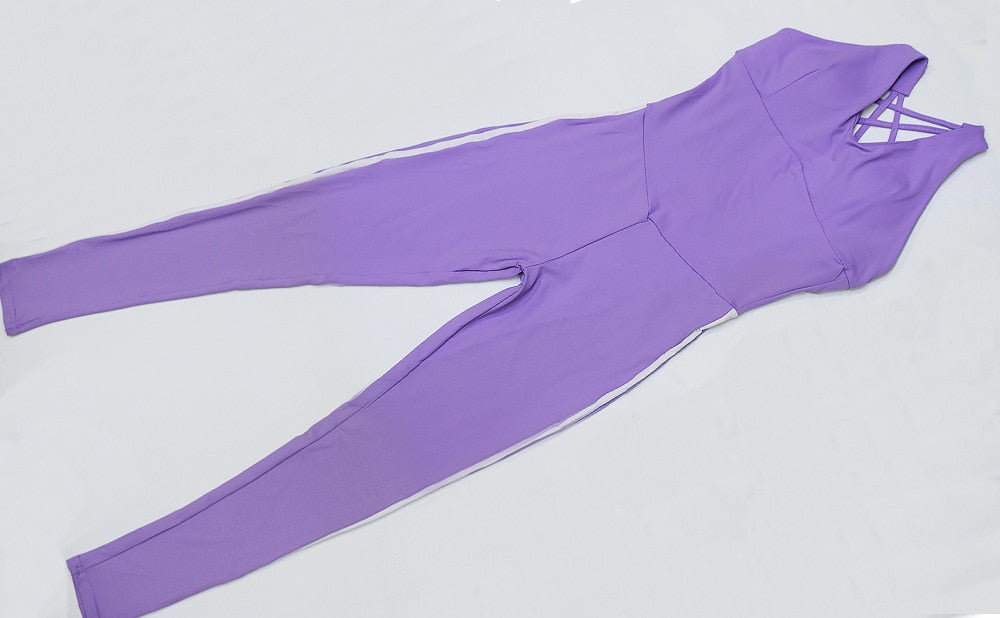 Seamless Striped Sports Yoga Jumpsuit Gym Fitness - GilloServ