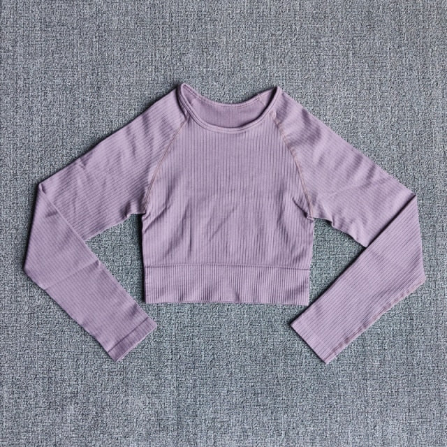 Sportswear Yoga Sets Ribbed Seamless Long Sleeve - GilloServ