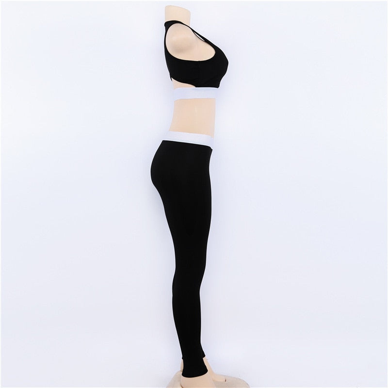 Women Tracksuit Solid Yoga Set Patchwork - GilloServ