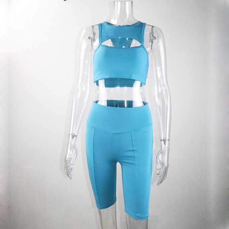 Seamless Solid Sports Yoga Set Gym Fitness Tracksuit Fashion Tank Top Shorts Suit Jogging Workout Training Dance Clothing Suit - GilloServ
