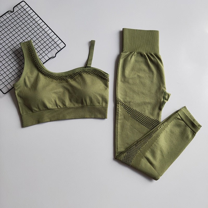 One Shoulder Seamless Yoga Fitness Sports Leggings Pants - GilloServ