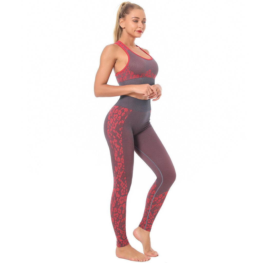 Seamless Yoga Sets Leopard High Waist Leggings - GilloServ
