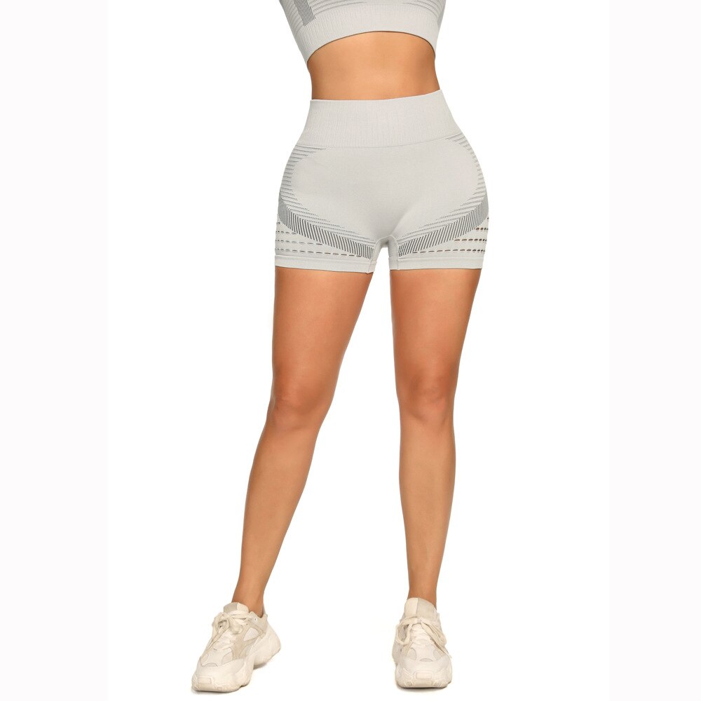 Seamless Hollow Out Fitness Yoga Shorts - GilloServ