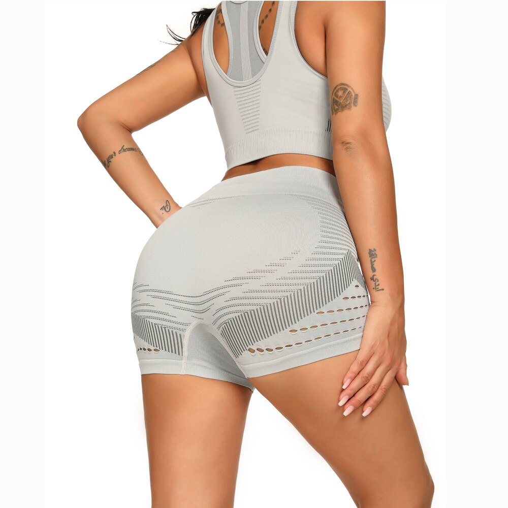 Seamless Hollow Out Fitness Yoga Shorts - GilloServ