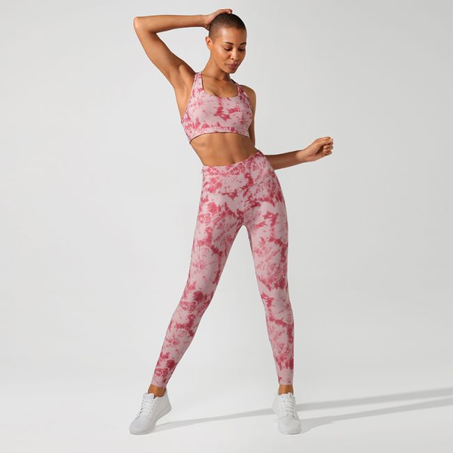 Tie Dye Print Yoga Suit Gym Slim Tracksuit - GilloServ