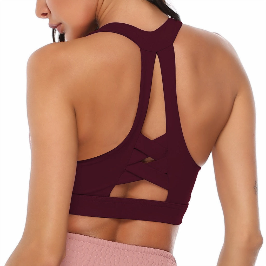 Solid Yoga Gym Bras Sports Push Up Stretchy - GilloServ