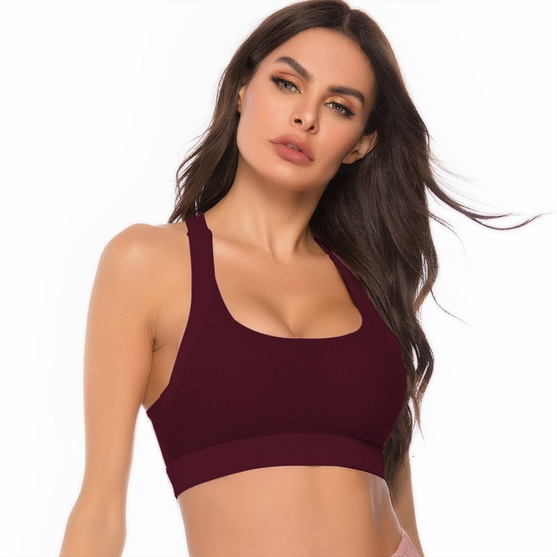 Solid Yoga Gym Bras Sports Push Up Stretchy - GilloServ