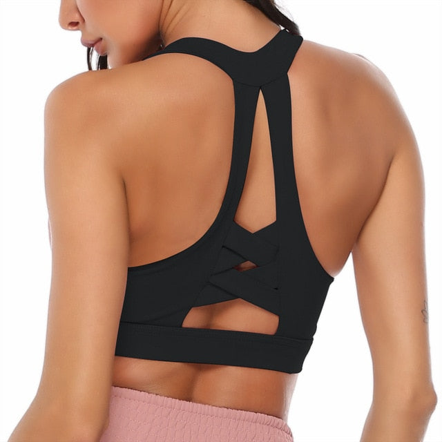 Solid Yoga Gym Bras Sports Push Up Stretchy - GilloServ