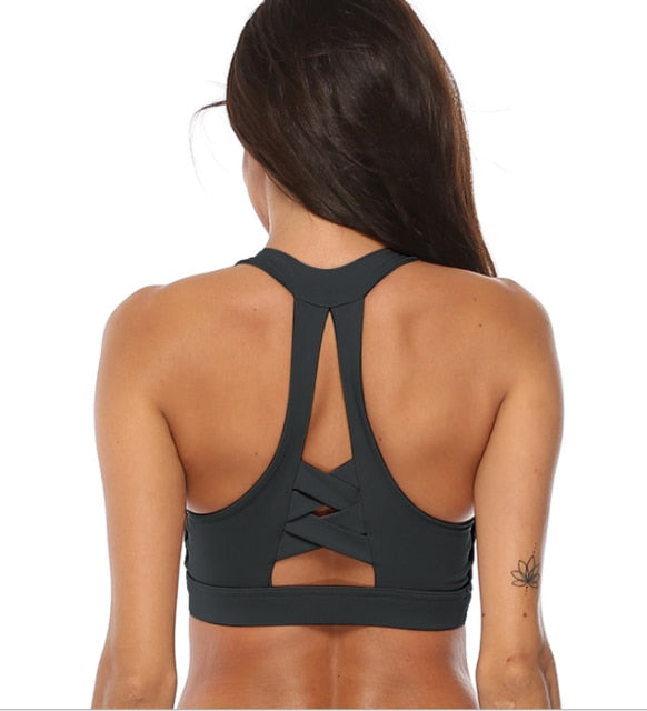 Solid Yoga Gym Bras Sports Push Up Stretchy - GilloServ