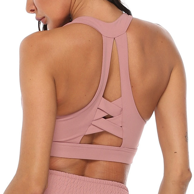 Solid Yoga Gym Bras Sports Push Up Stretchy - GilloServ