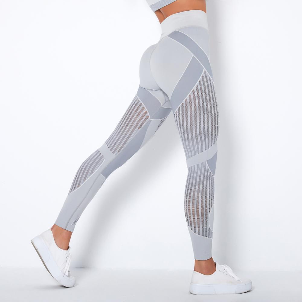Autumn Seamless Hollow Out Yoga Leggings Work Out Fitness Gym Yoga Pantalones High Elastics High Waist Sports Slim Trousers - GilloServ