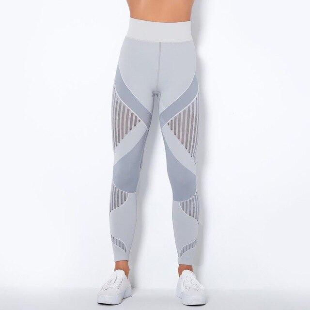 Autumn Seamless Hollow Out Yoga Leggings Work Out Fitness Gym Yoga Pantalones High Elastics High Waist Sports Slim Trousers - GilloServ