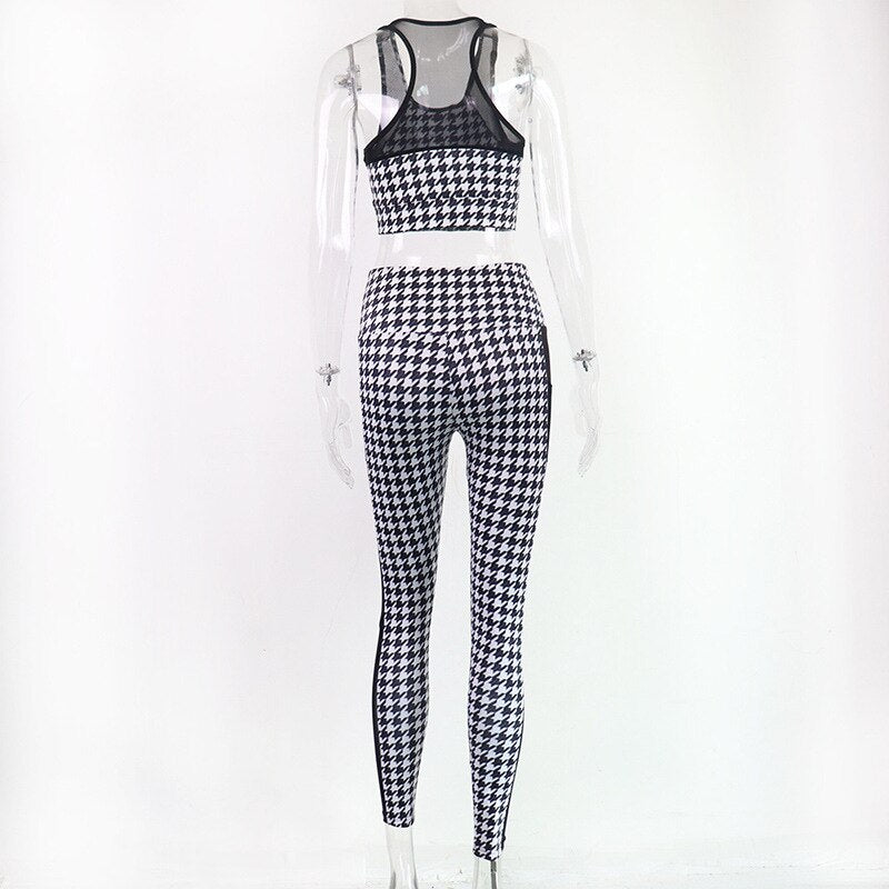 Sportswear Seamless Plaid Yoga Suit Women Gym Clothes - GilloServ