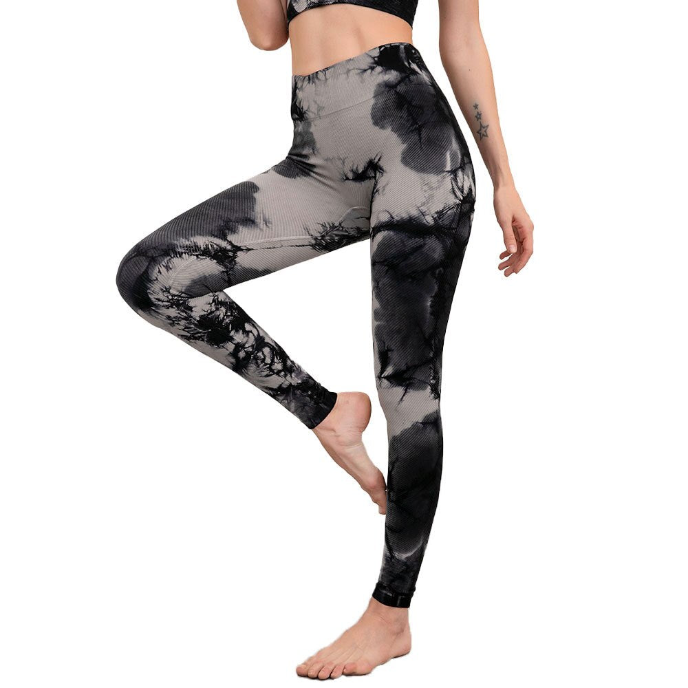 Seamless Tie Dye Print Yoga Leggings Fitness Gym Yoga High Elastics Sports Slim Trousers - GilloServ