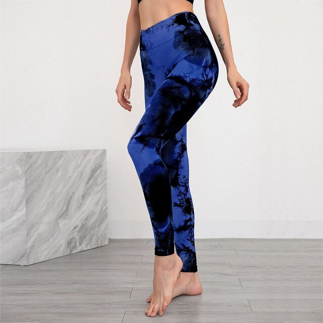 Seamless Tie Dye Print Yoga Leggings Fitness Gym Yoga High Elastics Sports Slim Trousers - GilloServ
