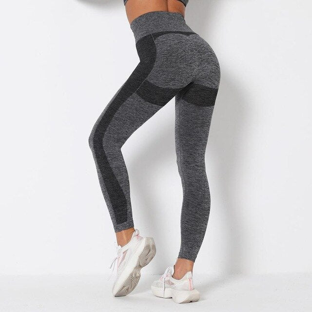 Seamless Patchwork Yoga Set Gym Clothing Fashion Long Sleeve Top Leggings Suit Push Up Workout Training Running Sports Tracksuit - GilloServ