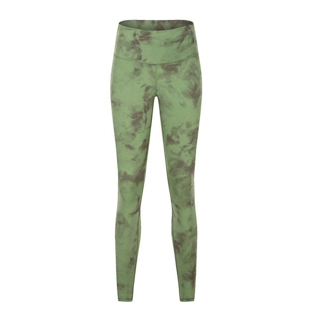Autumn Seamless Tie Dye Print Yoga Leggings No T-line Fitness Gym Yoga Pantalones High Elastics High Waist Sports Slim Trousers - GilloServ