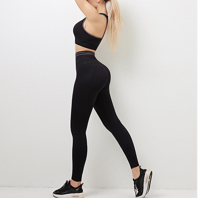 Seamless Striped Yoga Gym Tracksuit - GilloServ