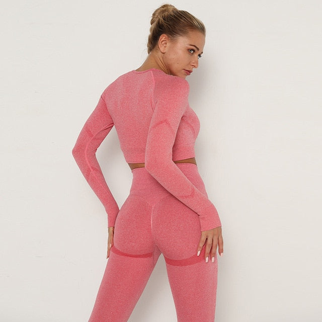 2pcs Yoga Set Women Long Sleeve Shirts - GilloServ