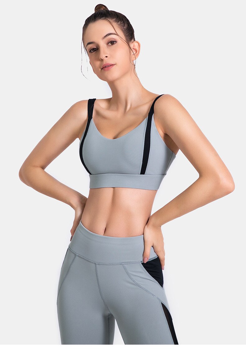 Patchwork Yoga Suit Gym Fitness Two Piece Set Bra Crop Top Leggings Tracksuit Fashion Running Sports Push Up Casual Set - GilloServ