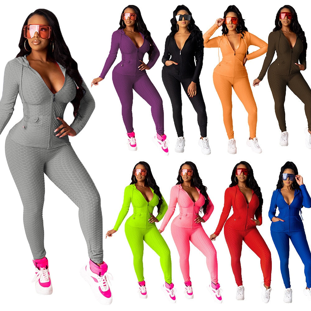 Sportswear Jacquard Hooded Set Gym Fitness Tracksuit - GilloServ