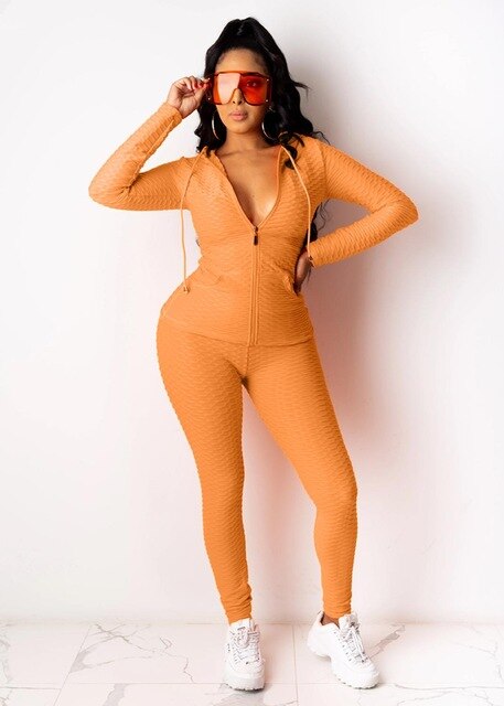 Sportswear Jacquard Hooded Set Gym Fitness Tracksuit - GilloServ