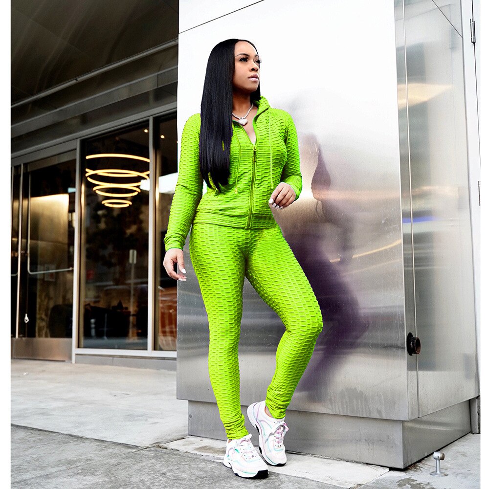 Sportswear Jacquard Hooded Set Gym Fitness Tracksuit - GilloServ