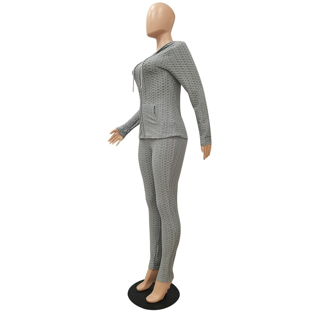 Sportswear Jacquard Hooded Set Gym Fitness Tracksuit - GilloServ