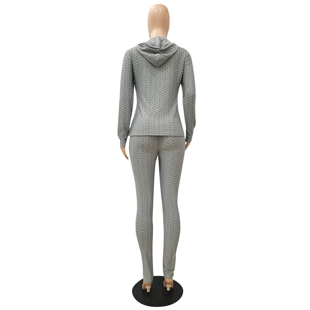 Sportswear Jacquard Hooded Set Gym Fitness Tracksuit - GilloServ