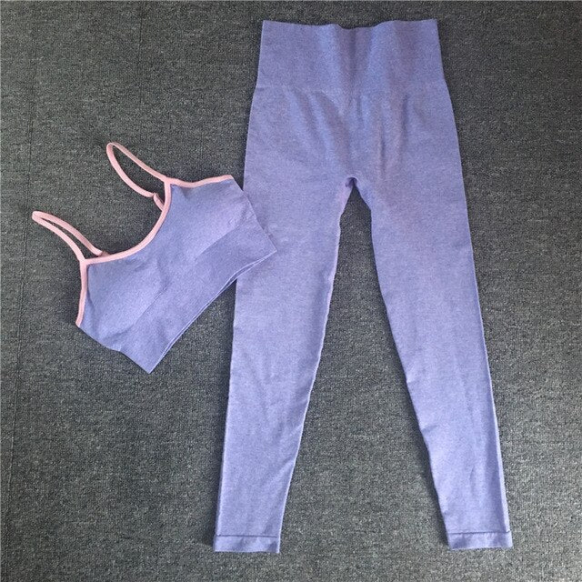 Sportswear Seamless Yoga Set Solid Women Gym Clothes - GilloServ
