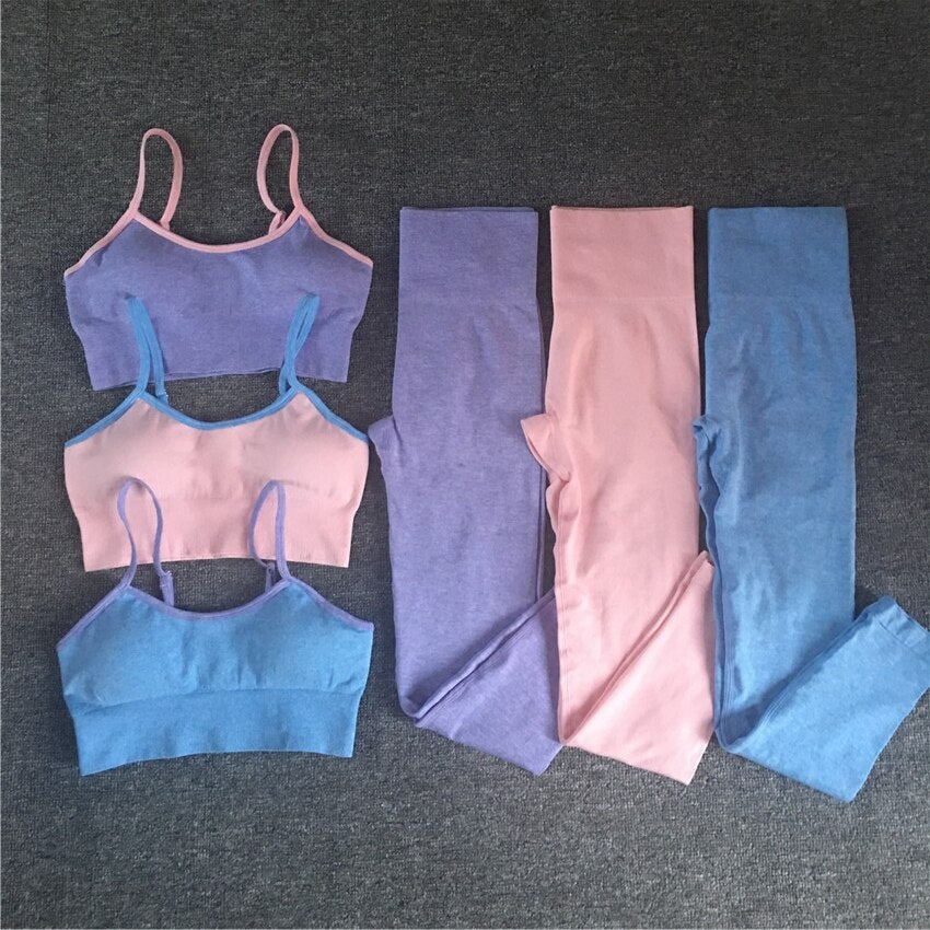 Sportswear Seamless Yoga Set Solid Women Gym Clothes - GilloServ