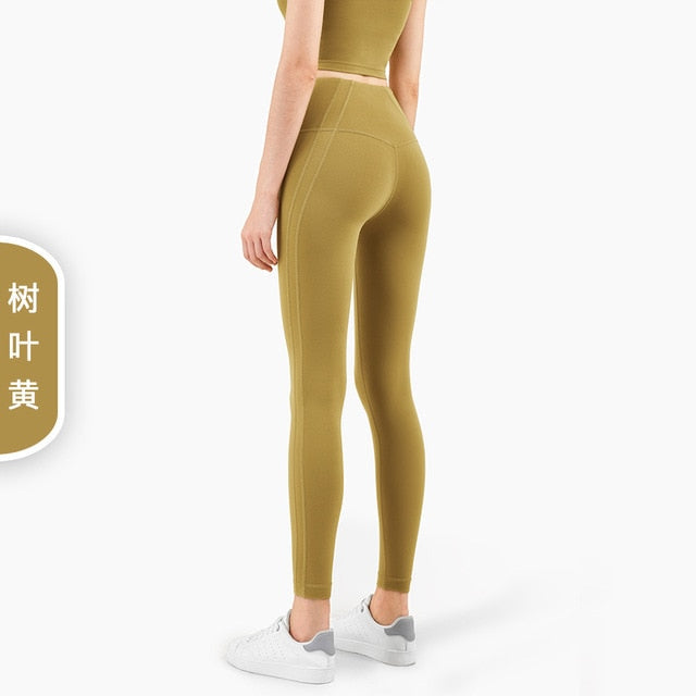 Autumn Seamless Solid Yoga No T line Leggings Fitness Gym Yoga Pantalones High Elastics Sports Breathable Dry Quick Trousers - GilloServ
