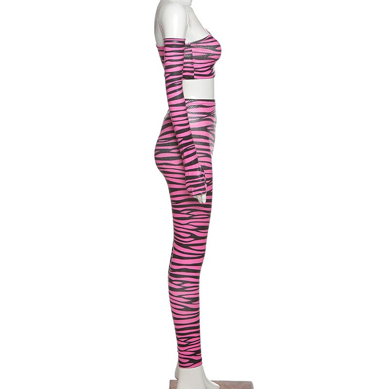 Print One Shoulder Sportswear Set For Women - GilloServ