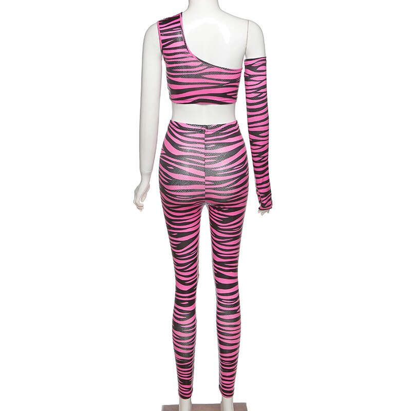 Print One Shoulder Sportswear Set For Women - GilloServ