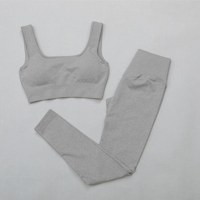 High Waist Sports Bra+ Legging Gym Clothing Seamless Fitness - GilloServ