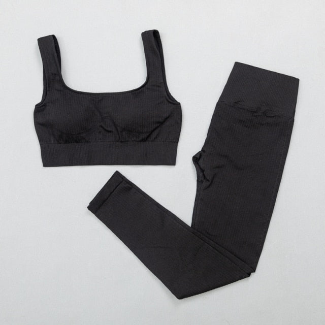 High Waist Sports Bra+ Legging Gym Clothing Seamless Fitness - GilloServ