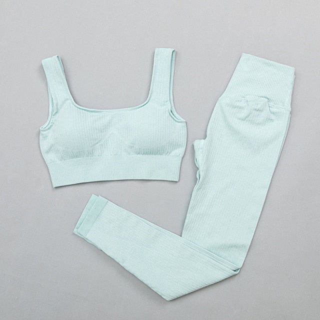 High Waist Sports Bra+ Legging Gym Clothing Seamless Fitness - GilloServ