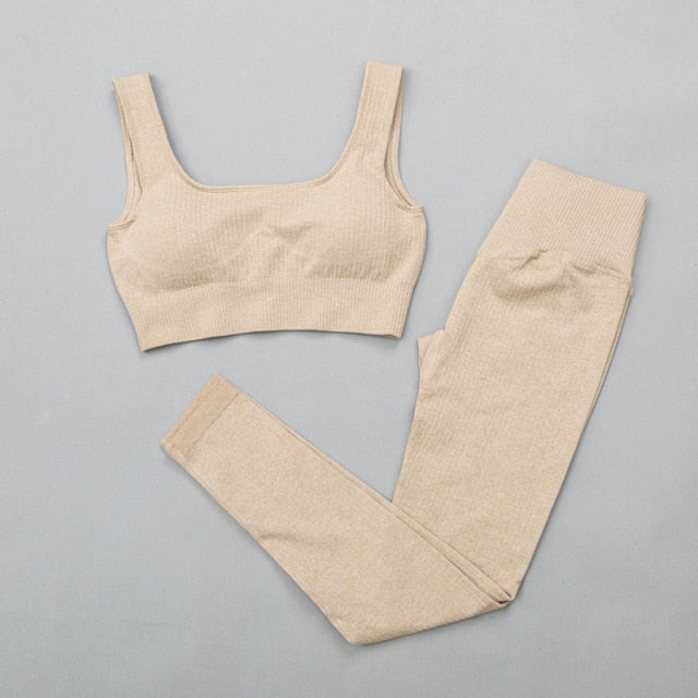 High Waist Sports Bra+ Legging Gym Clothing Seamless Fitness - GilloServ