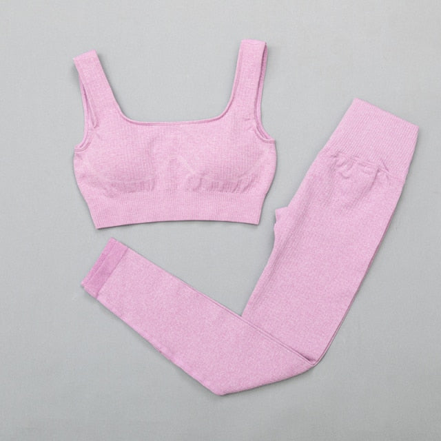 High Waist Sports Bra+ Legging Gym Clothing Seamless Fitness - GilloServ
