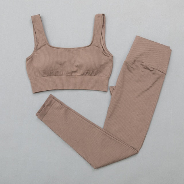High Waist Sports Bra+ Legging Gym Clothing Seamless Fitness - GilloServ