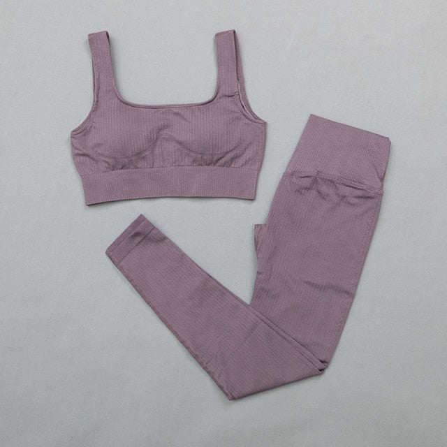 High Waist Sports Bra+ Legging Gym Clothing Seamless Fitness - GilloServ